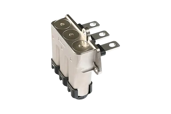 CONECTOR DE METAL DE COTOVELO DE TR&Ecirc;S N&Uacute;CLEOS ATRAV&Eacute;S DE FURO